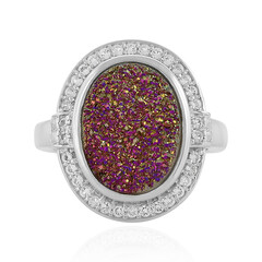Anello in argento con Agata Glitter Rosa