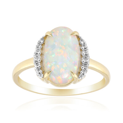 Anello in oro con Opale Bianco Brasiliano