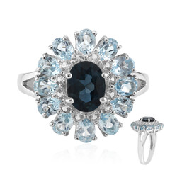Anello in argento con Topazio Blu Londra
