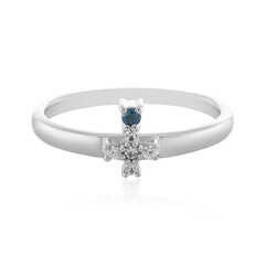Anello in argento con Diamante Blu I3