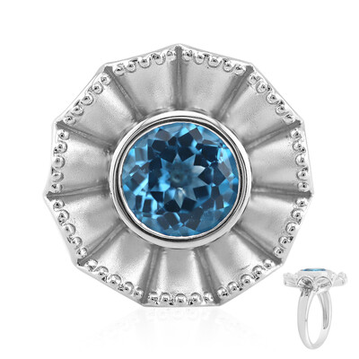 Anello in argento con Topazio Blu Svizzero (Remy Rotenier)