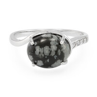 Anello in argento con Ossidiana Fiocco di Neve