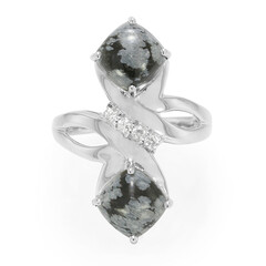 Anello in argento con Ossidiana Fiocco di Neve