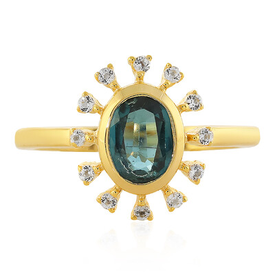Anello in argento con Cianite Blu Foglia di Tè