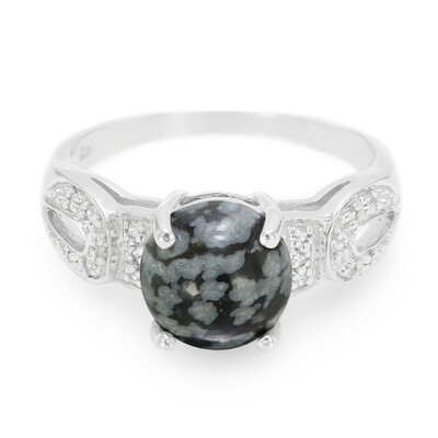 Anello in argento con Ossidiana Fiocco di Neve