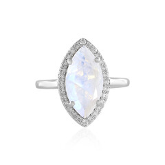 Anello in argento con Pietra di Luna Arcobaleno