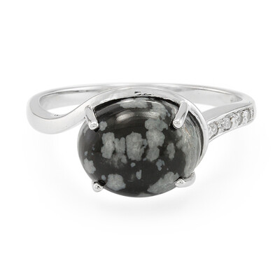 Anello in argento con Ossidiana Fiocco di Neve