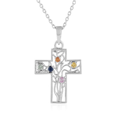 Collana in argento con Zaffiro Rosa