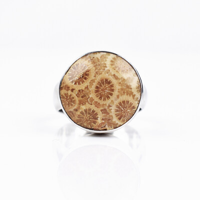 Anello in argento con Corallo Pietrificato