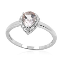 Anello in platino con Morganite Pesca AAA