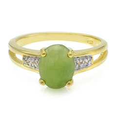 Anello placcato in oro con Crisoprasio Imperiale