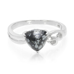 Anello in argento con Ossidiana Fiocco di Neve