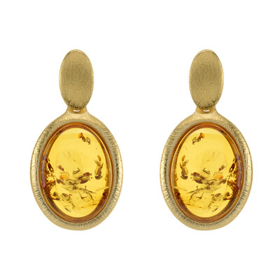 Orecchini in argento con Ambra Baltica Cognac (dagen)