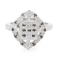 Anello in argento con Diamante Verde Smeraldo
