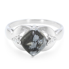 Anello in argento con Ossidiana Fiocco di Neve