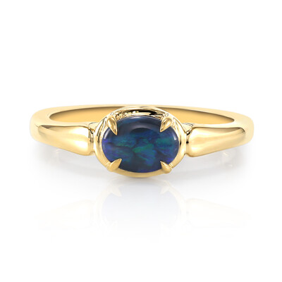 Anello in oro con Opale Nero di Lightning Ridge (Mark Tremonti)
