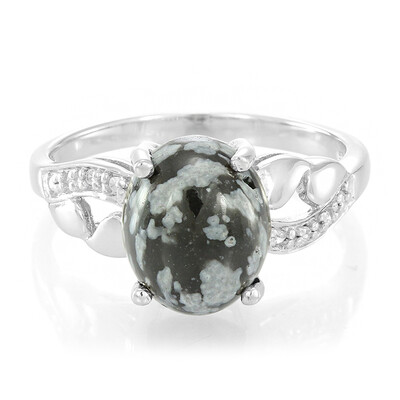 Anello in argento con Ossidiana Fiocco di Neve