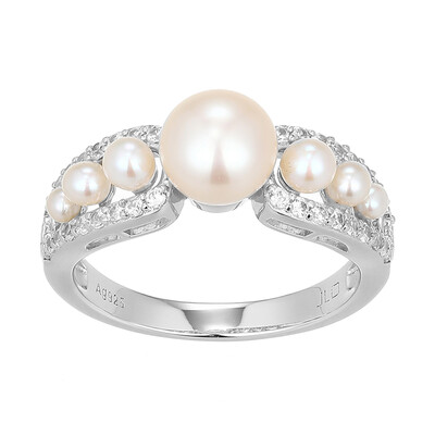 Anello in argento con Perla d'Acqua Dolce Bianca