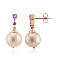 Orecchini in argento con Perla Ming Porpora (TPC)