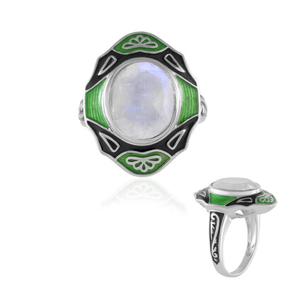 Anello in argento con Pietra di Luna Arcobaleno (Adela Silber)