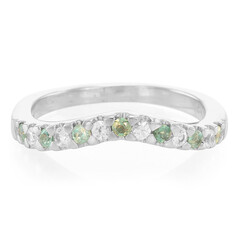 Anello in argento con Alessandrite Brasiliana e Zaffiro Bianco