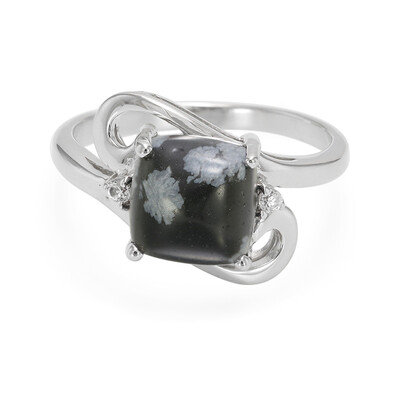 Anello in argento con Ossidiana Fiocco di Neve