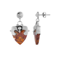 Orecchini in argento con Legno di Palma Pietrificato (Bali Barong)