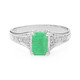 Anello placcato in platino con Smeraldo Bahia