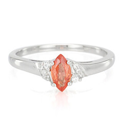 Anello placcato in platino con Zaffiro Padparadscha
