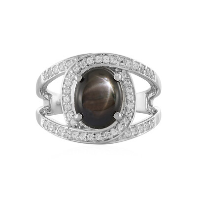 Anello in argento con Zaffiro Stellato Nero
