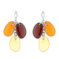Orecchini in argento con Ambra Baltica Cognac
