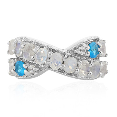 Anello in argento con Pietra di Luna Arcobaleno