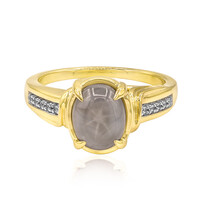 Anello in oro con Zaffiro Stellato Blu Argento