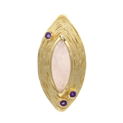 Ciondolo placcato in oro con Quarzo Rosa (MONOSONO COLLECTION)