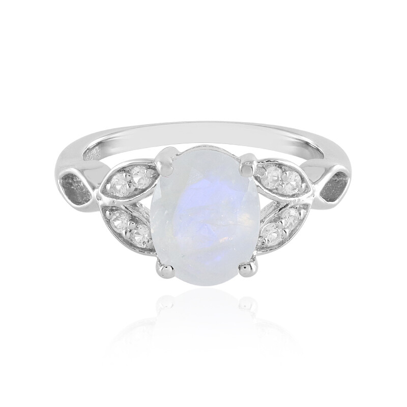Orecchini Donna In Argento 925 Con Pietra Di Luna Arcobaleno - 6x8 Mm, Cabochon Ovale - 2