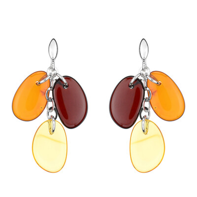 Orecchini in argento con Ambra Baltica Cognac (dagen)