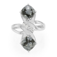 Anello in argento con Ossidiana Fiocco di Neve