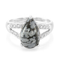 Anello in argento con Ossidiana Fiocco di Neve