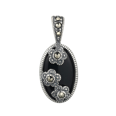 Ciondolo in argento con Agata Nera
