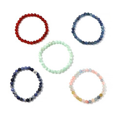 Set bracciali con Cianite, Berillo, Onice, Angelite Verde & Sodalite