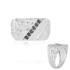 Anello da uomo in argento con Diamante Nero