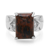Anello in argento con Ossidiana Mogano