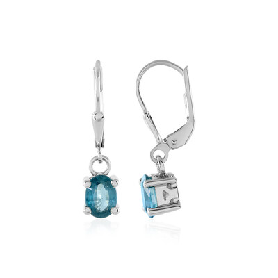 Orecchini in argento con Cianite Blu Foglia di Tè