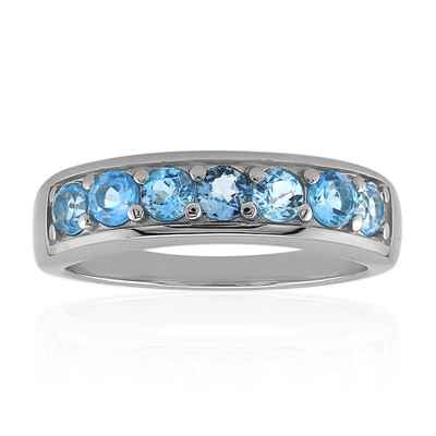 Anello in argento con Topazio Blu Svizzero