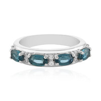Anello in argento con Cianite Blu Foglia di Tè