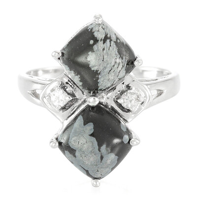 Anello in argento con Ossidiana Fiocco di Neve