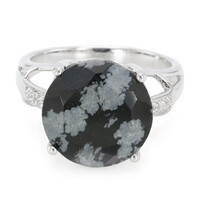Anello in argento con Ossidiana Fiocco di Neve