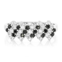 Anello in argento con Spinello Nero e Zaffiro Bianco