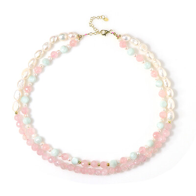 Collana in argento con Quarzo Rosa (Riya)