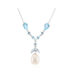 Collana in argento con Perla d'Acqua Dolce Bianca